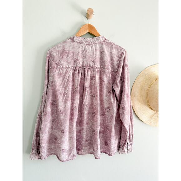 Anthropologie | Pilcro | Whitney Embroidered Trapeze Button-Down Lilac | Sz XS - Picture 10 of 12